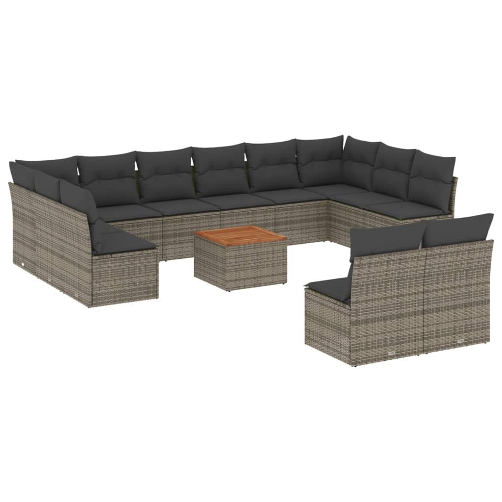 13 részes szürke polyrattan kerti ülőgarnitúra párnákkal (3256228)