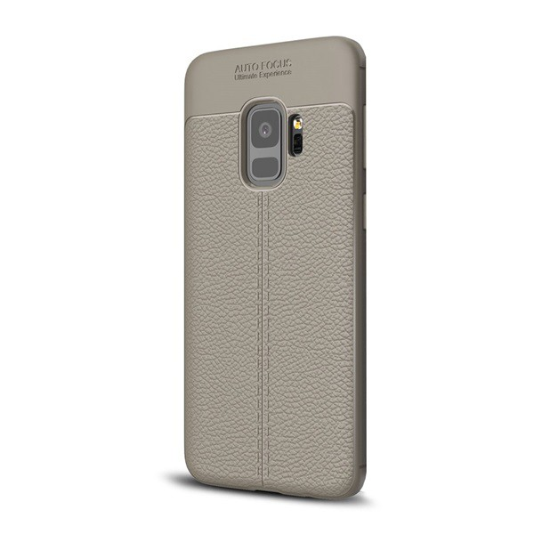 Szilikon telefonvédő (közepesen ütésálló, bőr hatású, varrás minta) SZÜRKE [Samsung Galaxy S9 (SM-G960)] (5996457744657)