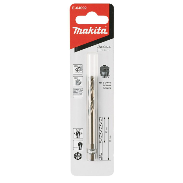 MAKITA DRILL GUIDE FOR BIM HSS-Co HEX 1/4" HEX 7.15x85mm STAINLESS STEEL