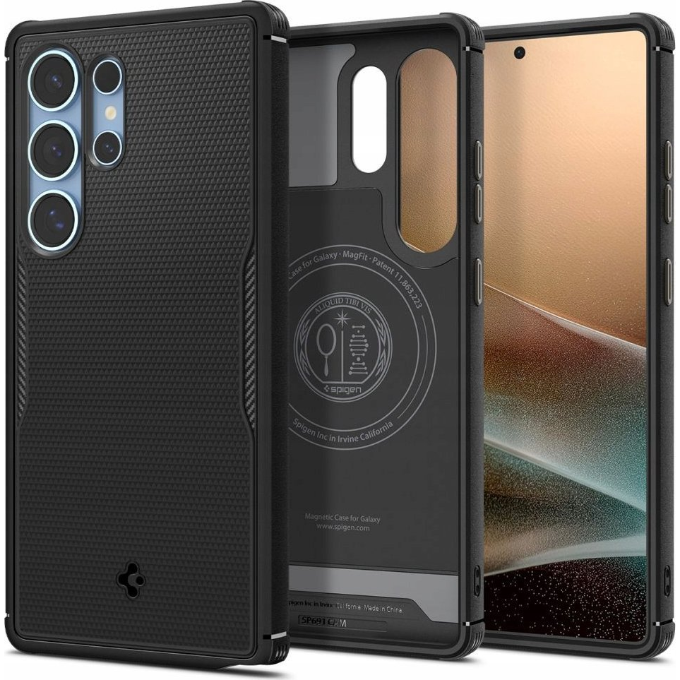 Samsung S25 Ultra Spigen Core Armor Mag Szilikon Telefonvédő Ütésállóság, Magsafe, Fekete (8809971237437-ACS08913)