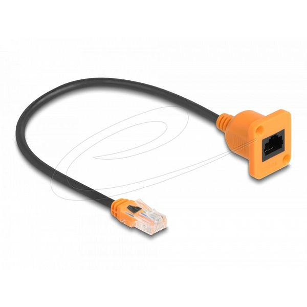 Delock D-Typ RJ45 Kabel Stecker zu Buchse Cat.5e UTP orange / schwarz 30 cm