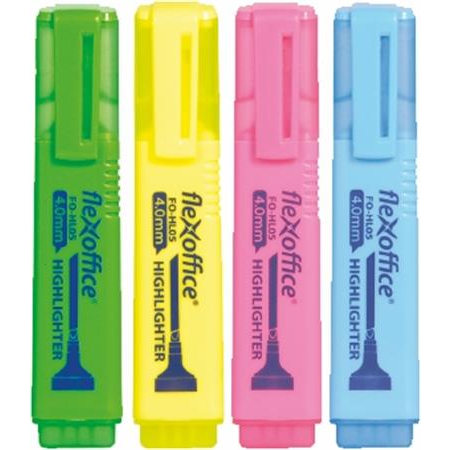 Flexoffice HL05 4mm Szövegkiemelő - 4 különböző szín (4 db/cs) (OW-8903)