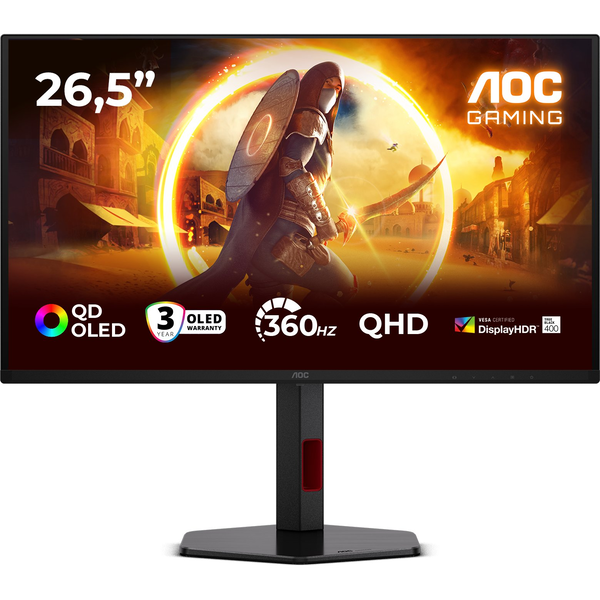 AOC G4 Q27G4SDR computerskærm 67,3 cm (26.5") 2560 x 1440 pixel Quad HD QD-OLED Sort, Rød
