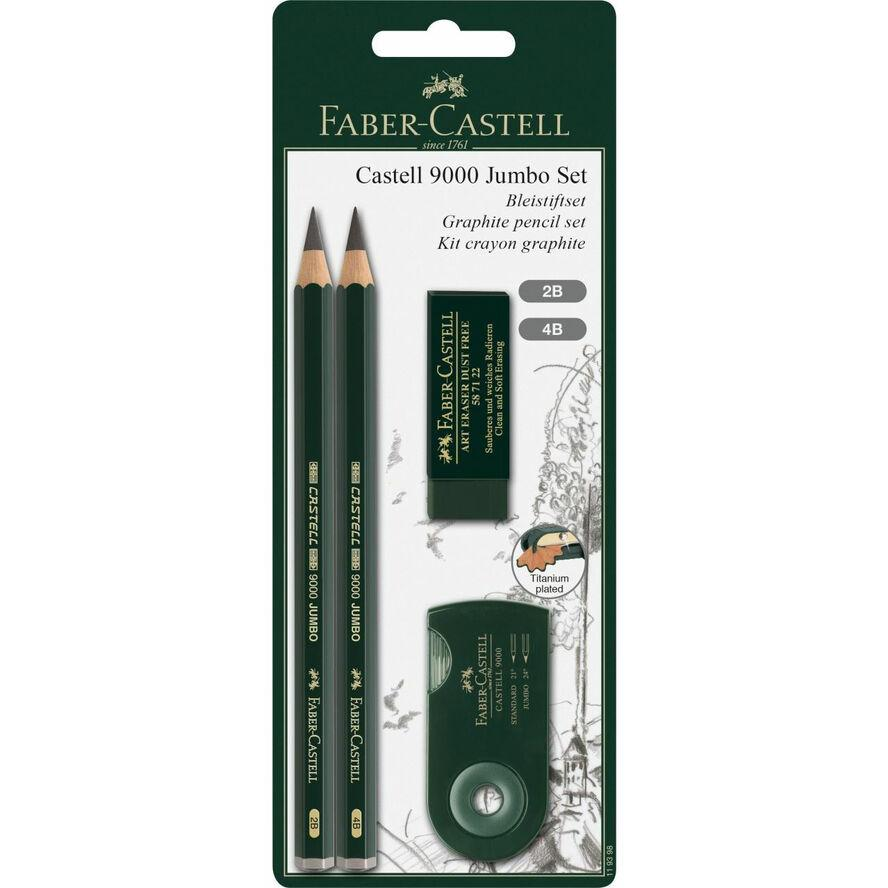 Faber-Castell Castell 9000 Jumbo Grafit ceruza radírral és hegyezővel (2 db / csomag) (119398)