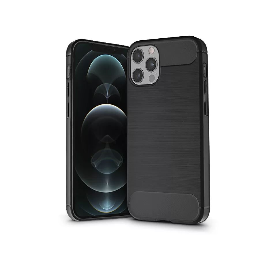 Haffner Carbon Apple iPhone 12 Pro Max szilikon hátlaptok fekete (PT-5837) (PT-5837)