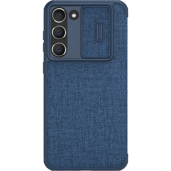 Nillkin Qin Pro Cloth Samsung Galaxy S23+ bőr flip tok, kék