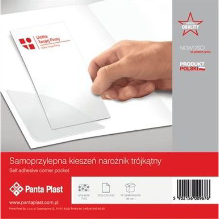 Panta Plast 120x120 mm Öntapadó sarokzseb (48 db / csomag) (0407-0003-00)
