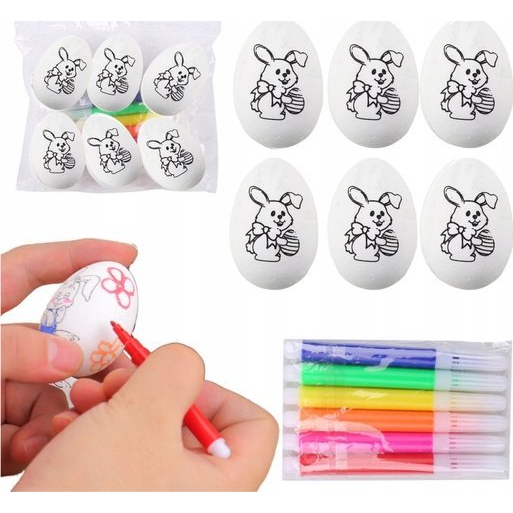 Húsvéti Hungarocell Tojások Festéshez Jelölők Minta Nyúl B 6db 21348 (21348)
