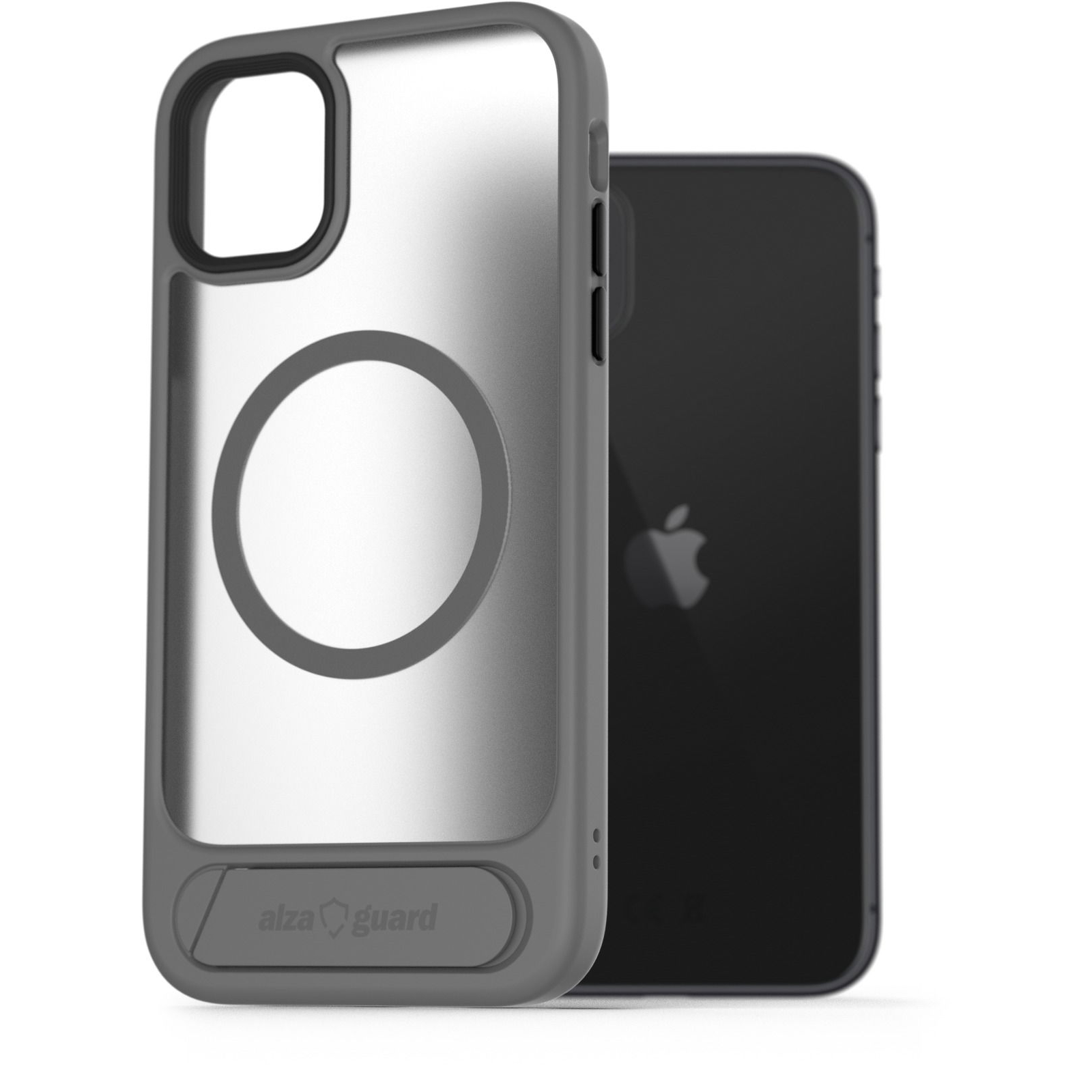 AlzaGuard Matte Case with Stand Compatible with MagSafe for iPhone 11 szürke tok (AGD-PCH00011Y)