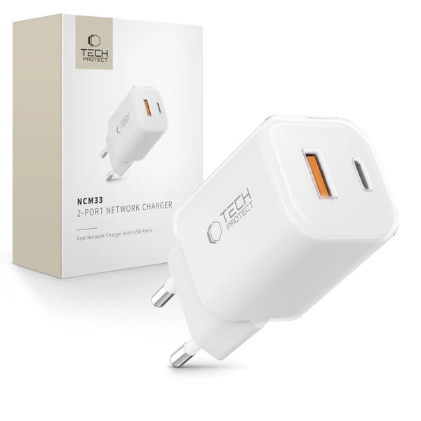 RÝCHLA SIEŤOVÁ NABÍJAČKA USB-C TYPE-C USB-A PD-33W DUAL PORT