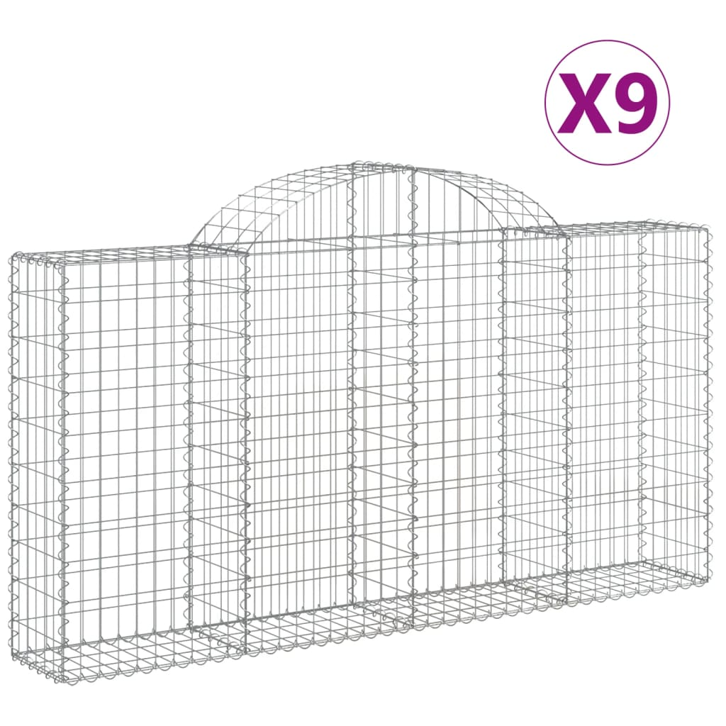 9 db íves horganyzott vas gabion kosár 200x30x100/120 cm (3146117)
