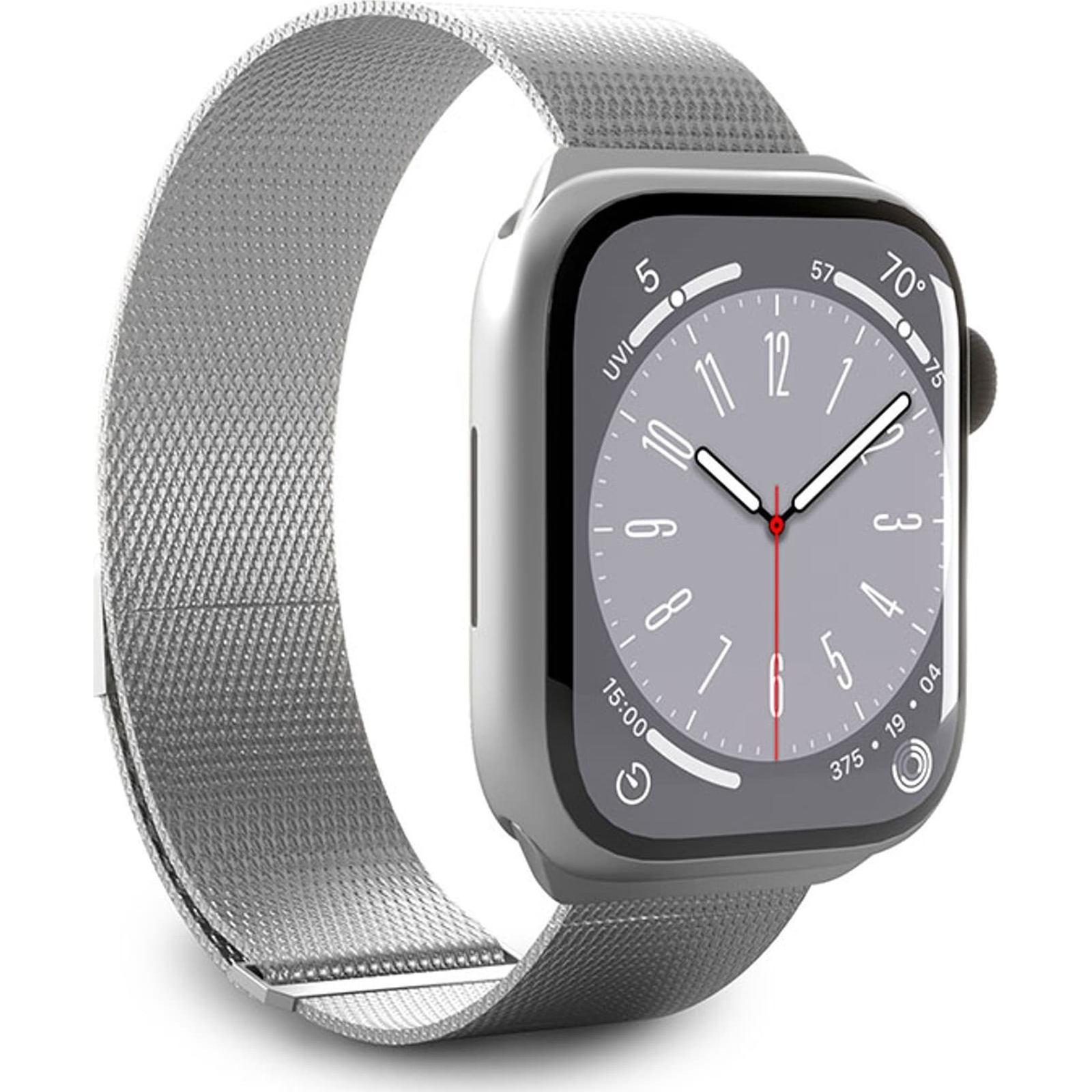 Puro Apple Watch 42/44/45/49mm Milánói Okosóra szíj - Ezüst (PUMILAW44SIL)