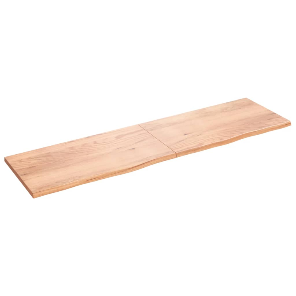 világosbarna kezelt tömör tölgyfa fali polc 220 x 60 x (2-4) cm (363738)