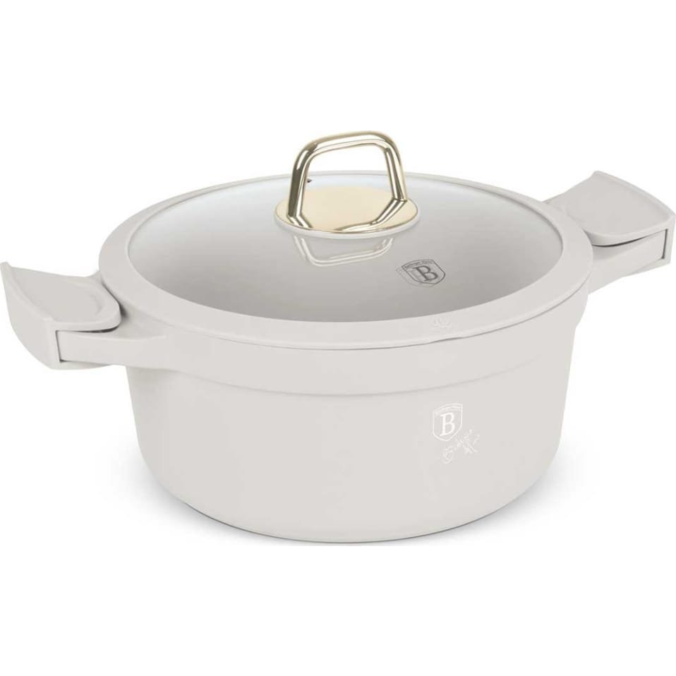 BerlingerHaus BH/7787 Sahara Collection Lábas - Fedővel, 4,1 L, Öntött Alumínium, Matt Krém (BH-7787)