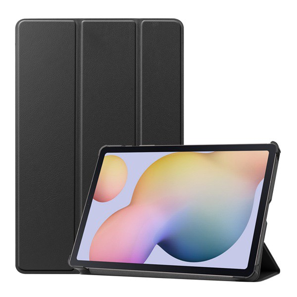 Tok álló, bőr hatású (aktív FLIP, oldalra nyíló, TRIFOLD asztali tartó funkció) FEKETE [Samsung Galaxy Tab S8 LTE (SM-X706)] (5996591019918)