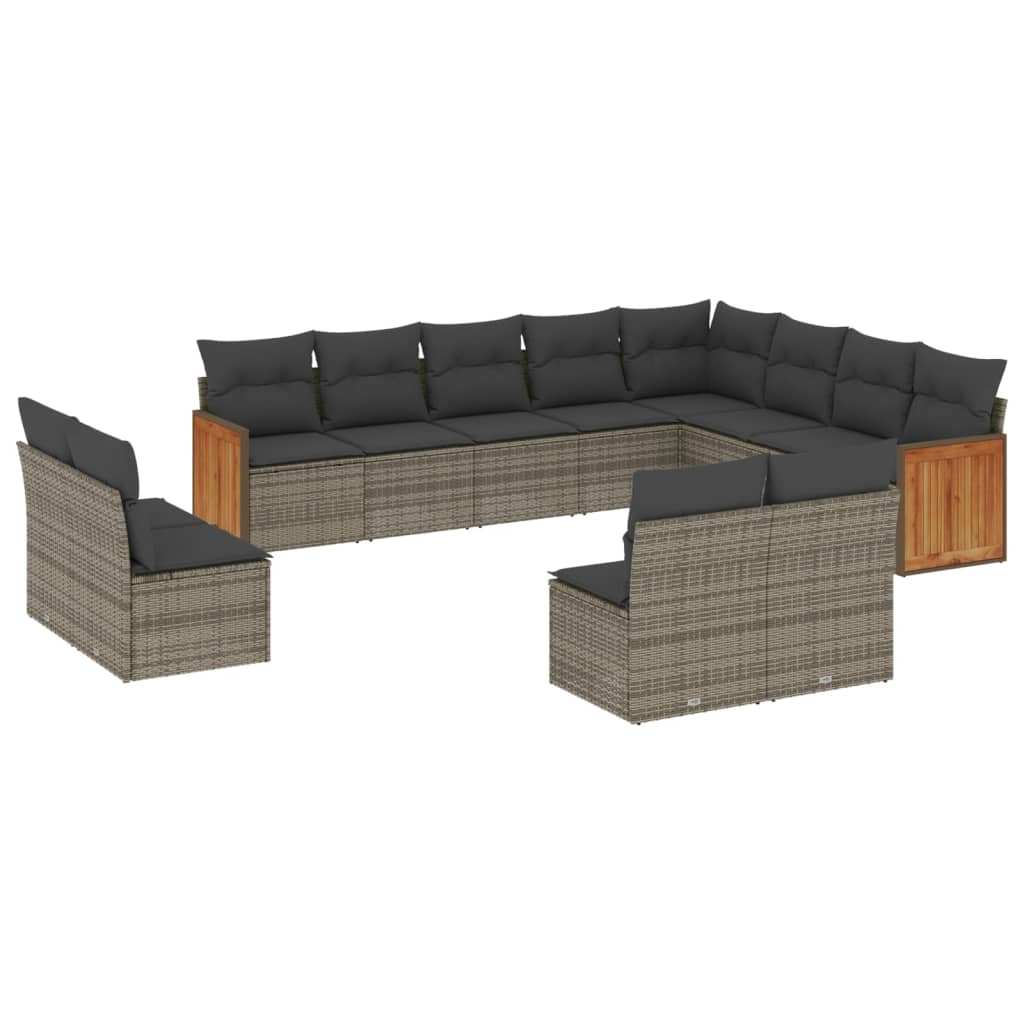 12 részes szürke polyrattan kerti ülőgarnitúra párnákkal (3260555)
