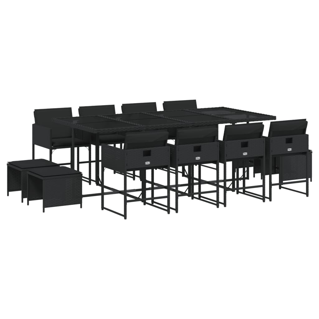 13 részes fekete polyrattan kerti ülőgarnitúra párnákkal (3278106)