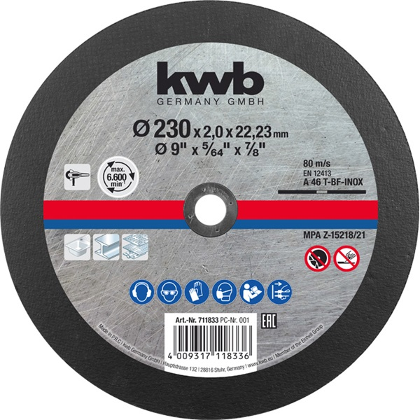 KWB 49711833 EXTRA INOX 230x22,23x1,9 mm vágótárcsa (49711833)