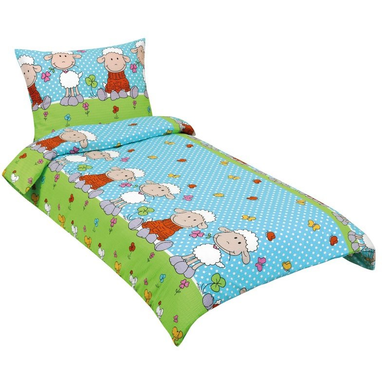 BELLATEX Povlečení Junior KREP 80/050 ovečka modrá 140 × 200, 70 × 90 (12957)
