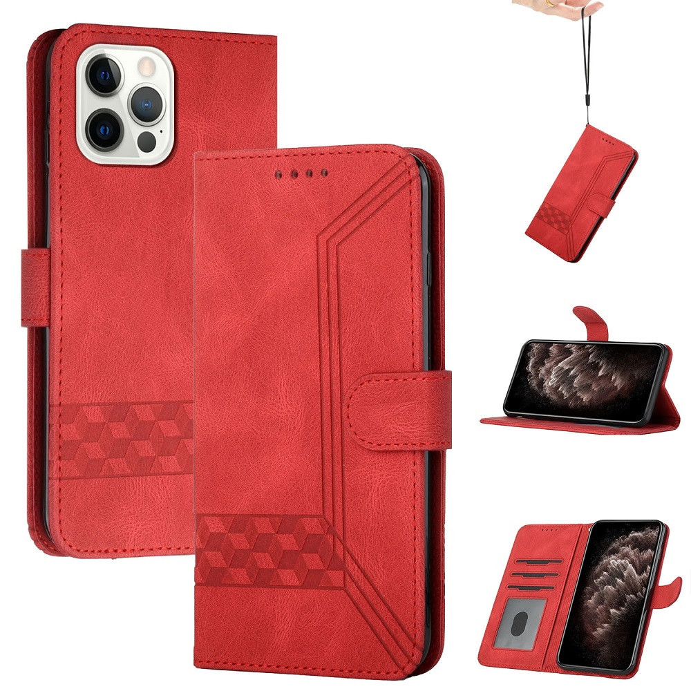 Samsung Galaxy A24 4G SM-A245F, Oldalra nyíló tok, stand, kártyatartóval, kézpánttal, Wooze Illusion, piros (136648)