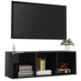 Comodă TV, negru extralucios, 107x35x37 cm, PAL