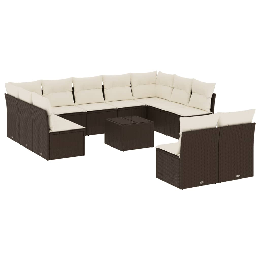 12 részes barna polyrattan kerti ülőgarnitúra párnákkal (3250202)