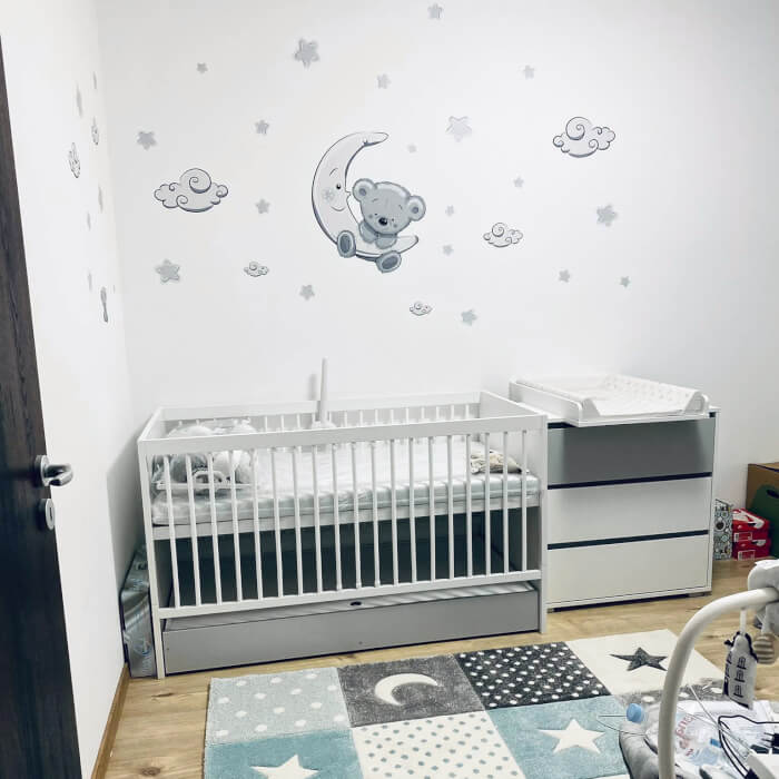 Gyerekszoba falmatrica - Szürke maci (3562f)