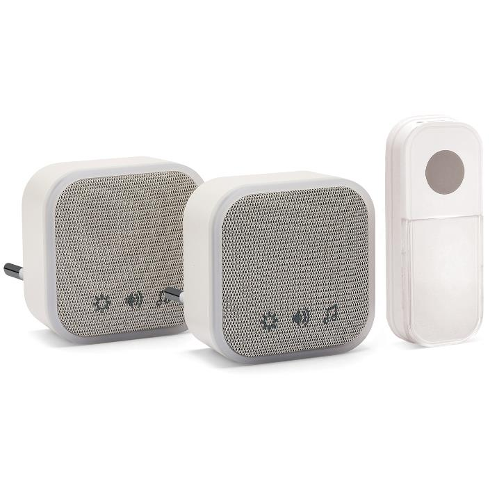 VELAMP Vezeték nélküli ajtócsengő DOM052 aljzathoz - 2 db, 150 m, 36 dallam (DOM052)