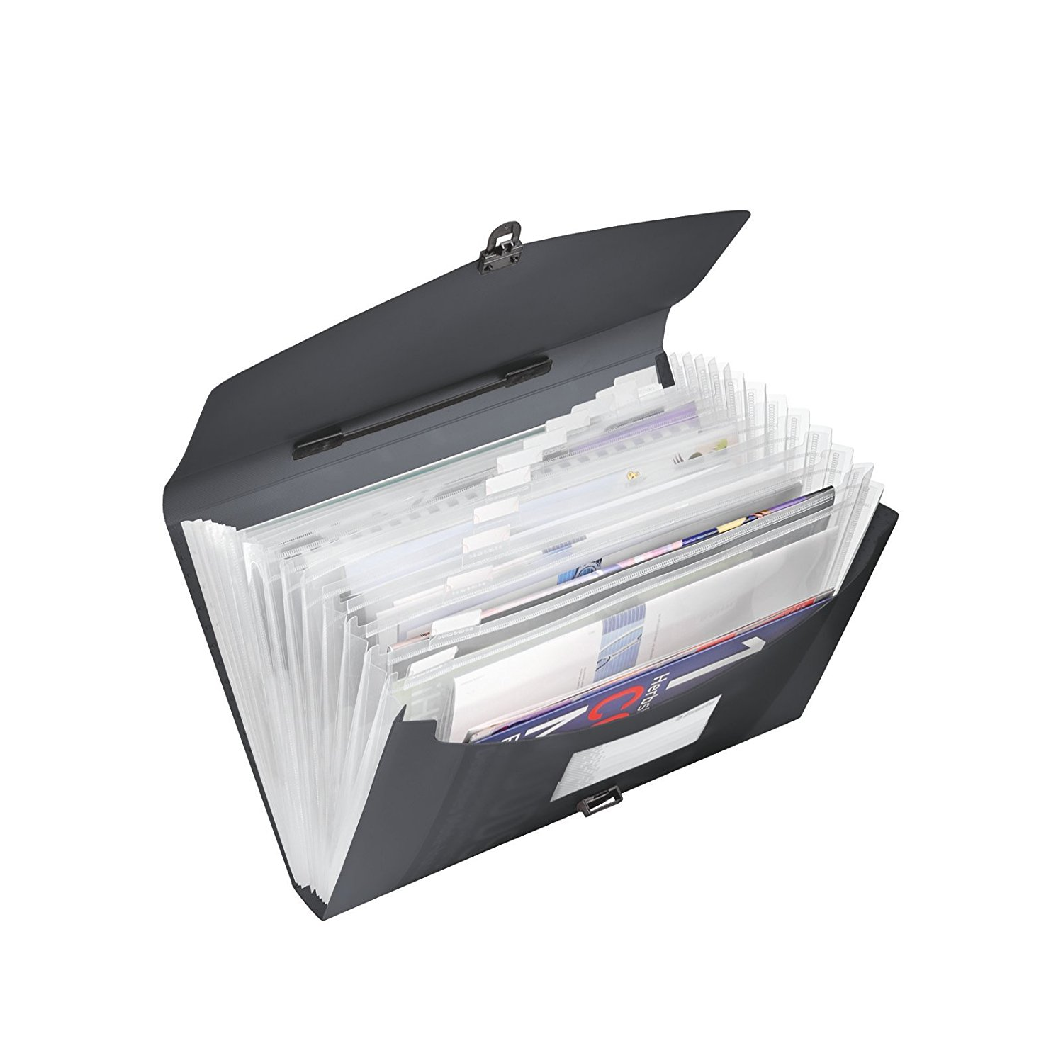 Esselte Vivida A4 12 rekeszes műanyag harmóniktáska- Fekete (624024)