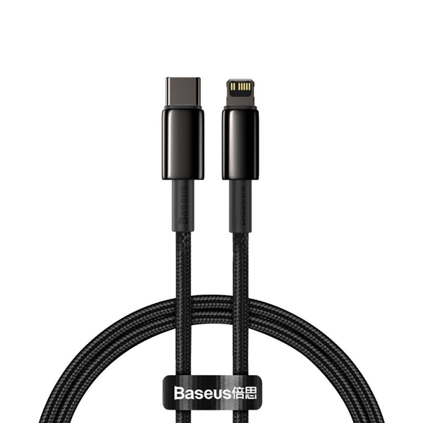 Baseus Tungsten Gold USB-C, Lightning kábel, 20W, 5A, PD, 2m, fekete (CATLWJ-A01)