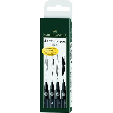 Faber-Castell Pitt Tűfilc készlet - Fekete (4db/csomag) (WIKR-1044075)