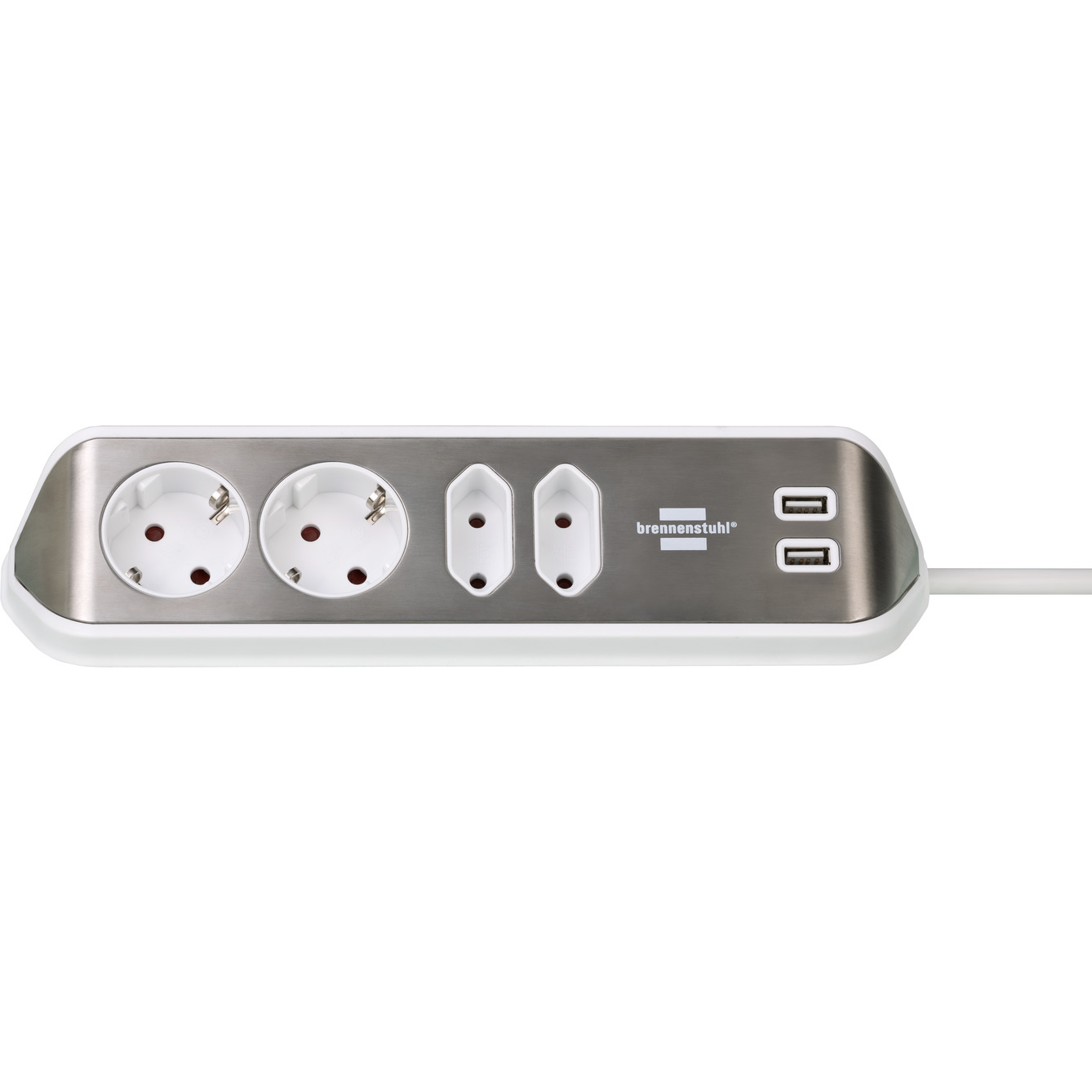 Brennenstuhl estilo 4 aljzatos elosztó - Fehér/Ezüst (2m) (1153590420)