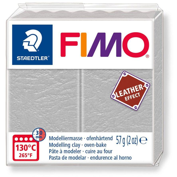Пластилин Fimo, 57 g, горим, "Кожен ефект", гълъбово сив