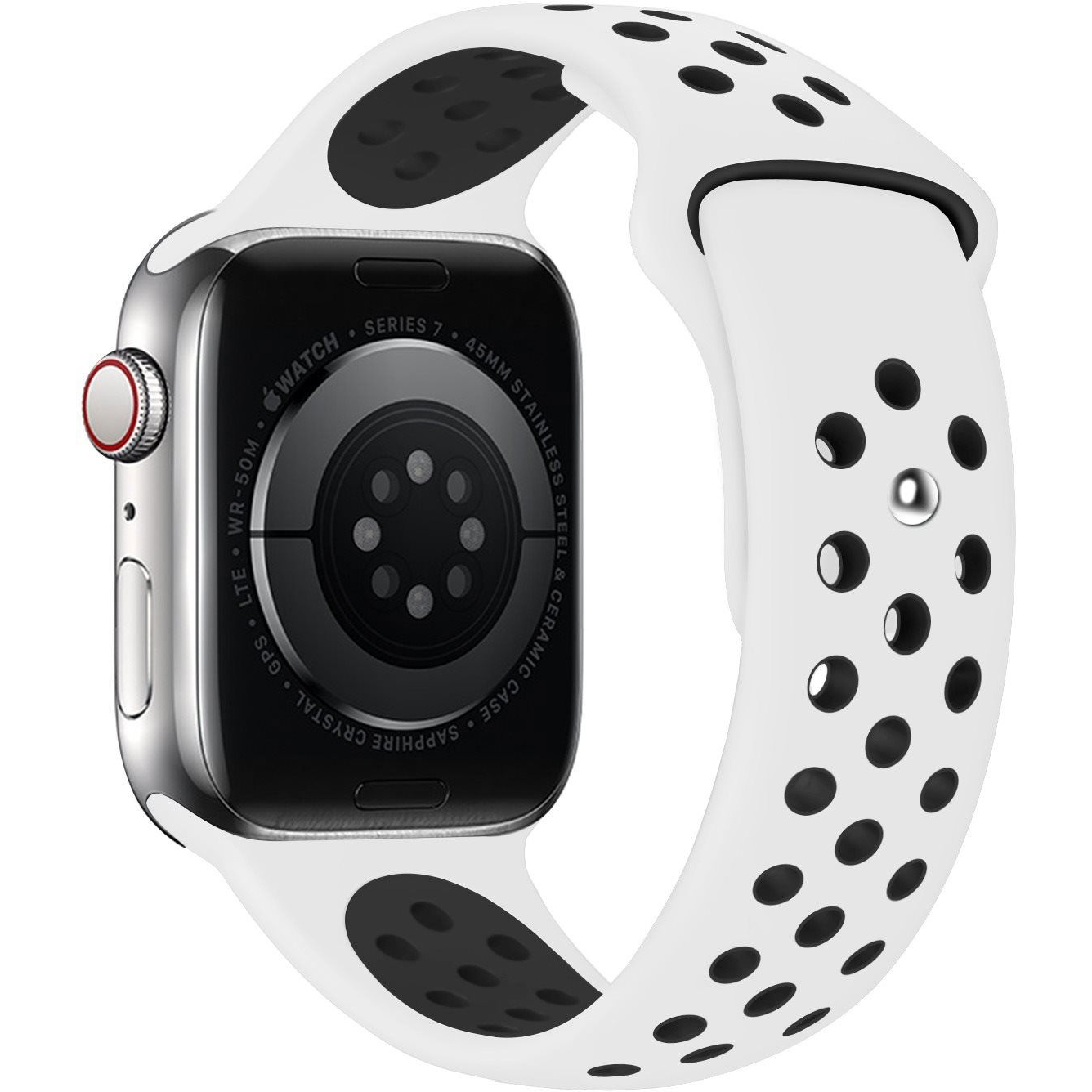Eternico Sporty Apple Watch 42mm / 44mm / 45mm - Dark Gray and White (AET-AWSP-GrWh-42)