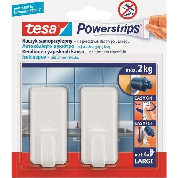 Tesa öntapadó akasztó Powerstrips 2 db nagy, fehér