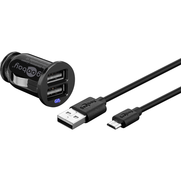 Goobay 71692 2x USB-A Autós töltő - Fekete (5V / 2.4A)