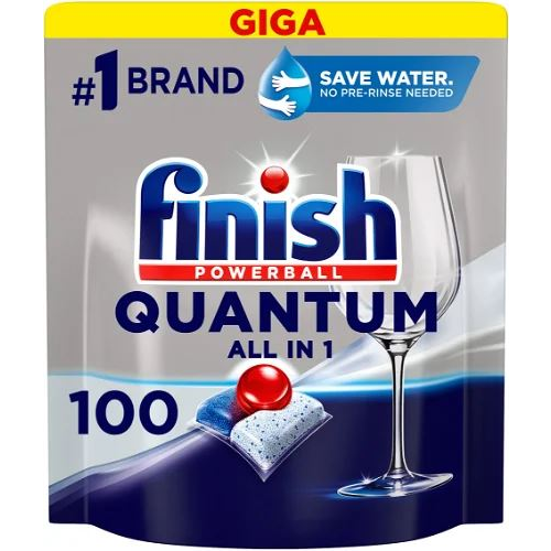 Препарат на капсули за съдомиялна Finish Quantum All in One, 100 измивания