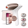 Фотоепилатор IPL Philips Lumea Series 9900 BRI973/00, Сензор Smartskin, Технология SenseIQ, Връзка с приложението с функции Skin AI, Използване с или без кабели, 450 000 импулса, Аксесоар лице, Тяло, Прецизност, Rose Gold/White