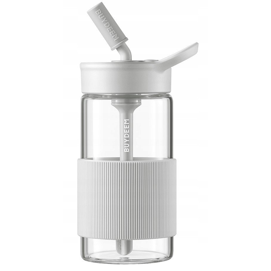 BUYDEEM Portable Glass Straw Bottle 500 ml, model CD1017, color Oat White (CD1017-OW)
