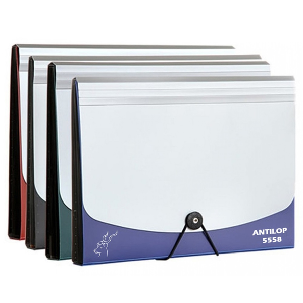 Antilop Irattartó mappa, harmonikamappa, 12 rekeszes, műanyag , kék