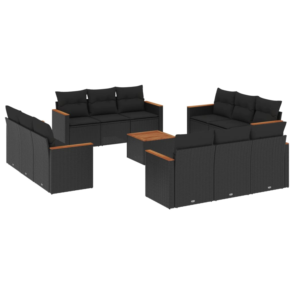 13 részes fekete polyrattan kerti ülőgarnitúra párnákkal (3258240)