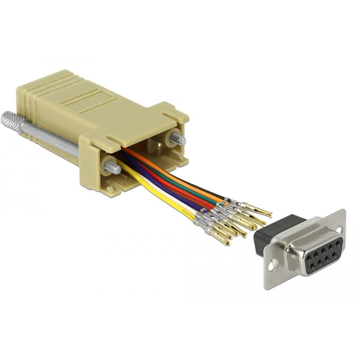 Delock Sub-D 9tűs anya -> RJ45 anya összekötő adapter szürke (66164) (d66164)
