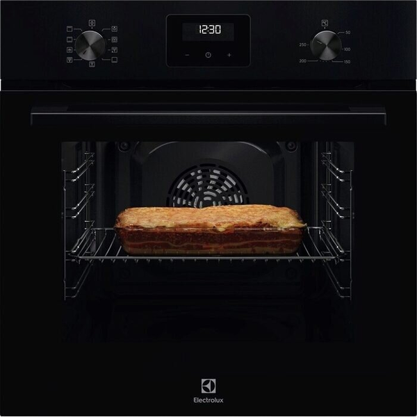 Electrolux LOF3H10BK beépíthető sütő, Elektromos, 65 l, Grill, 1 szintes teleszkópos vezetősín, Időzítő elektronikus kijelzővel, A energiaosztály, Fekete