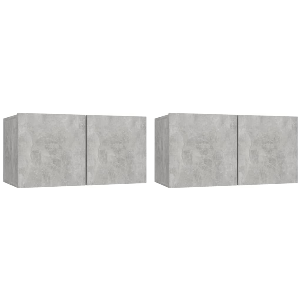 2 db betonszürke függő TV-szekrény 60 x 30 x 30 cm (804521)