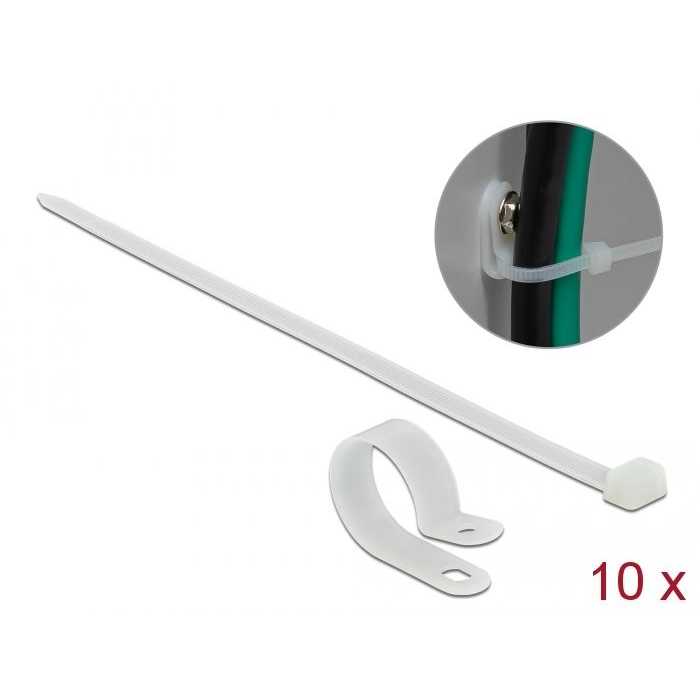 Delock kábelkötegelő rögzítő kiegészítővel fehér (18875) (delock18875)