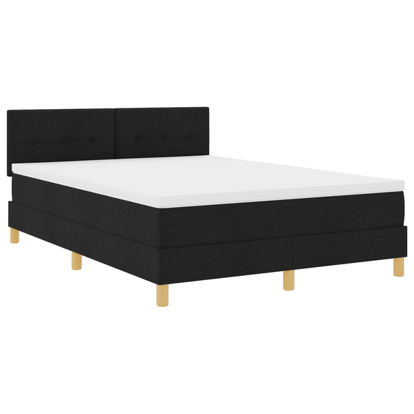 Pat cu arcuri cu saltea & LED negru 160x200 cm țesătură