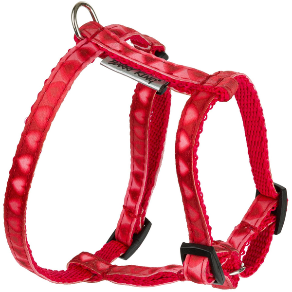 Szelki Love Heart, 10mm/szyja 19-31cm, brzuch 29-47cm, czerwone w serca