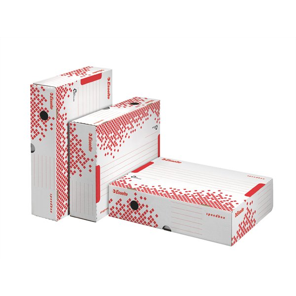 Esselte Speedbox A4 Archiváló doboz 80 mm újrahasznosított karton felfelé nyíló - Fehér (623910)