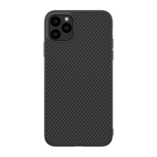 NILLKIN SYNTHETIC FIBER műanyag telefonvédő (környezetbarát, karbon minta) FEKETE [Apple iPhone 11 Pro Max] (5996457903184)