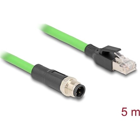 DELOCK M12 Kabel D-kodiert 4 Pin St. zu RJ45 St. PUR(TPU) 5m